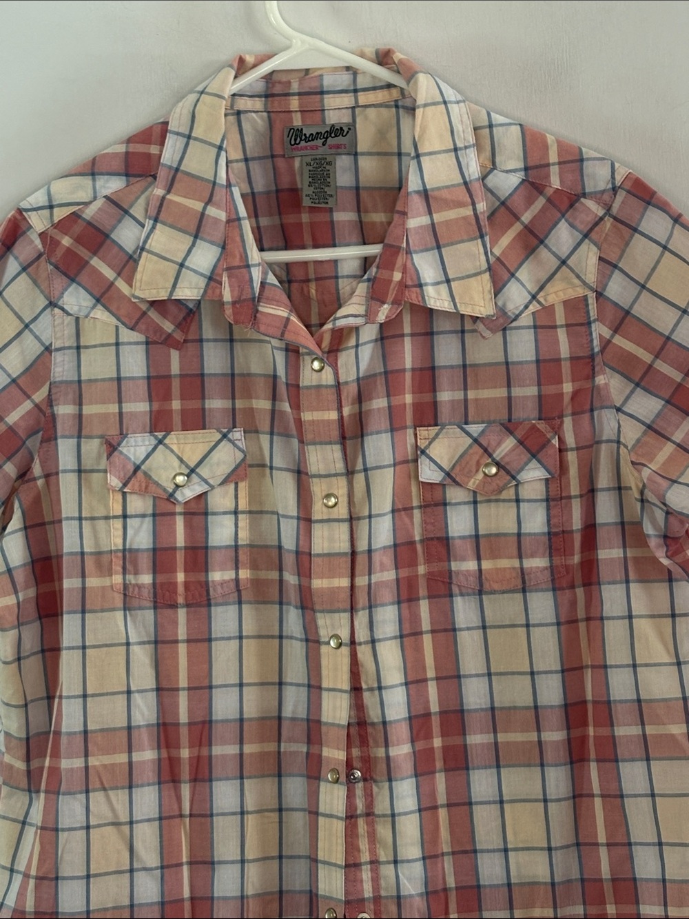 Wrangler Wrancher red plaid short sleeve button down western shirt Size XL - Picture 2 of 7